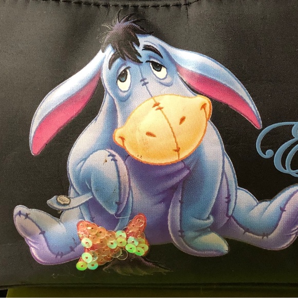Disney Authentic Beautiful Eeyore Small Black 3-1 Wristlet, Shoulder & Handbag - Picture 3 of 13